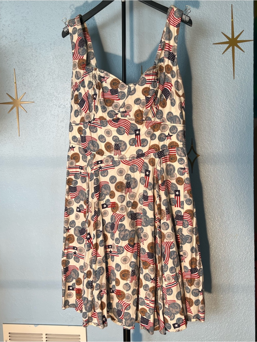 Patriotic Flag Print Retro Style Fit-and-Flare Dress